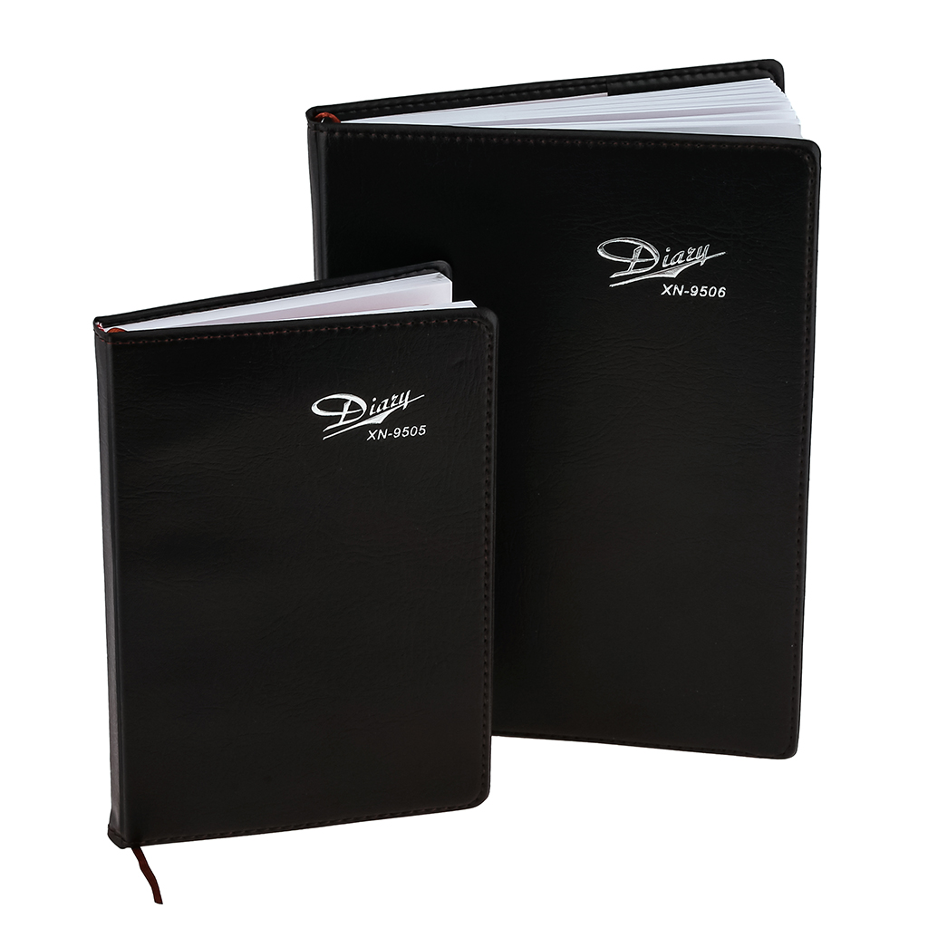 Блокнот (книга) для записей "Diaru" 14,6х21,5см, 136 листов в линейку, с закладкой, сшитый внутренний блок, обложка иск/кожа съемная, цвет черный матовый (Китай)