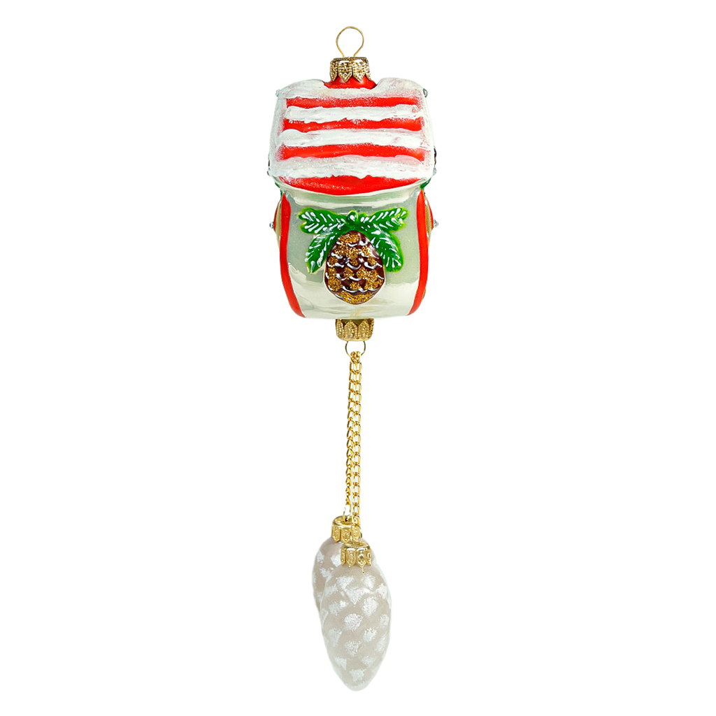 Елочная игрушка фигурка стеклянная "Часики с кукушкой" 7,8х6,5х10см, ручная художественная роспись, подарочная упаковка (Россия)
