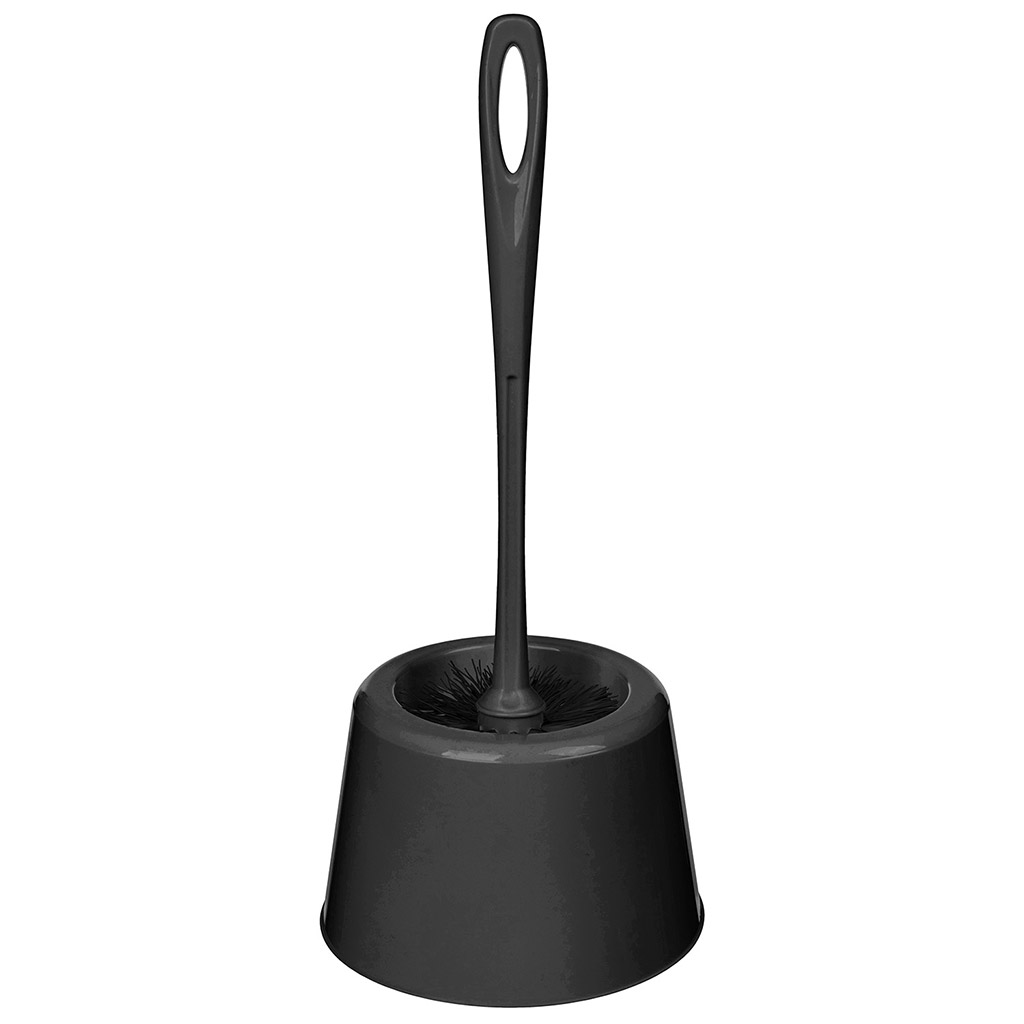 Ерш унитазный пластмассовый "Rambai Full Black" д15,5см, h35см, с подставкой, черный (Россия)