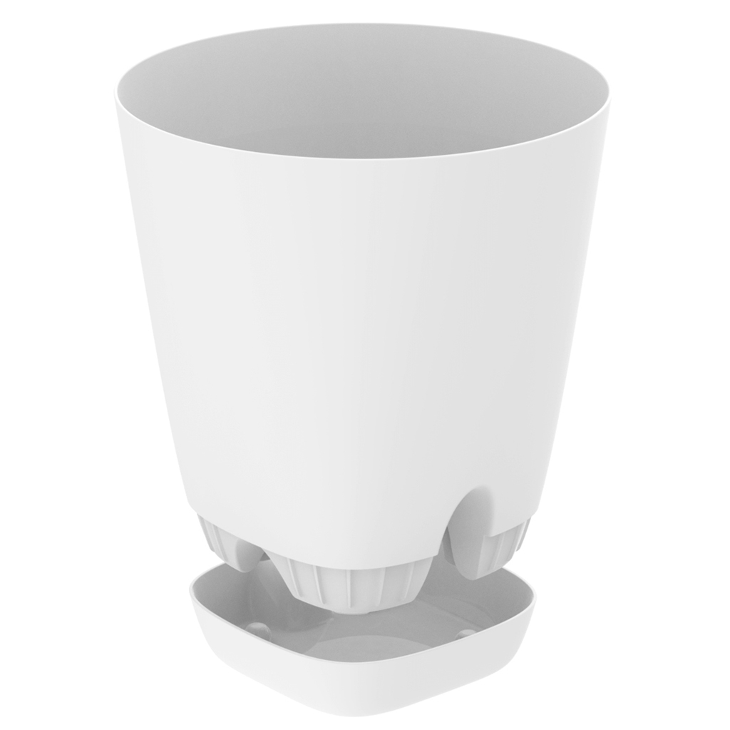 Горшок для цветов пластмассовый "Гранд" 8л, д24см, h25см, с поддоном, система прикорневого полива, белый, полипропилен (Россия)