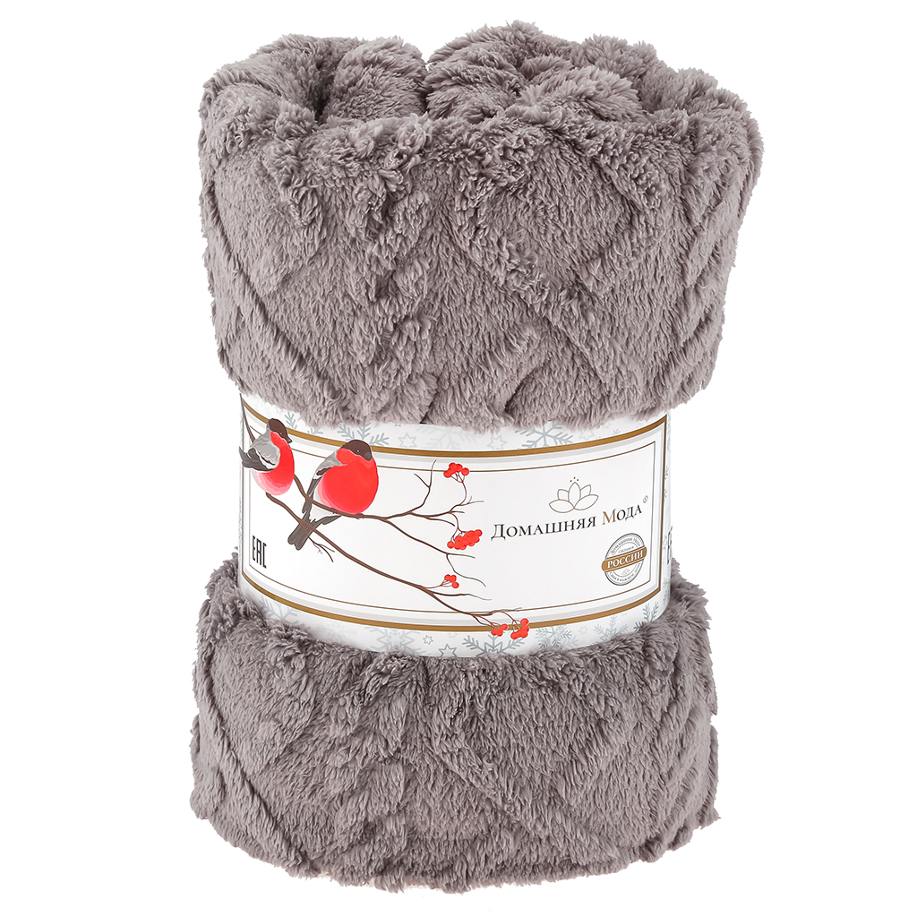 Плед/покрывало 180х200см "Призрачный горизонт" 6, велсофт "Gammi" гладкокрашенный, стриженый, полиэстер 100%, плотность 300г/м2, упаковка 18х33см, пояс бумажный, "Домашняя мода" (Россия)