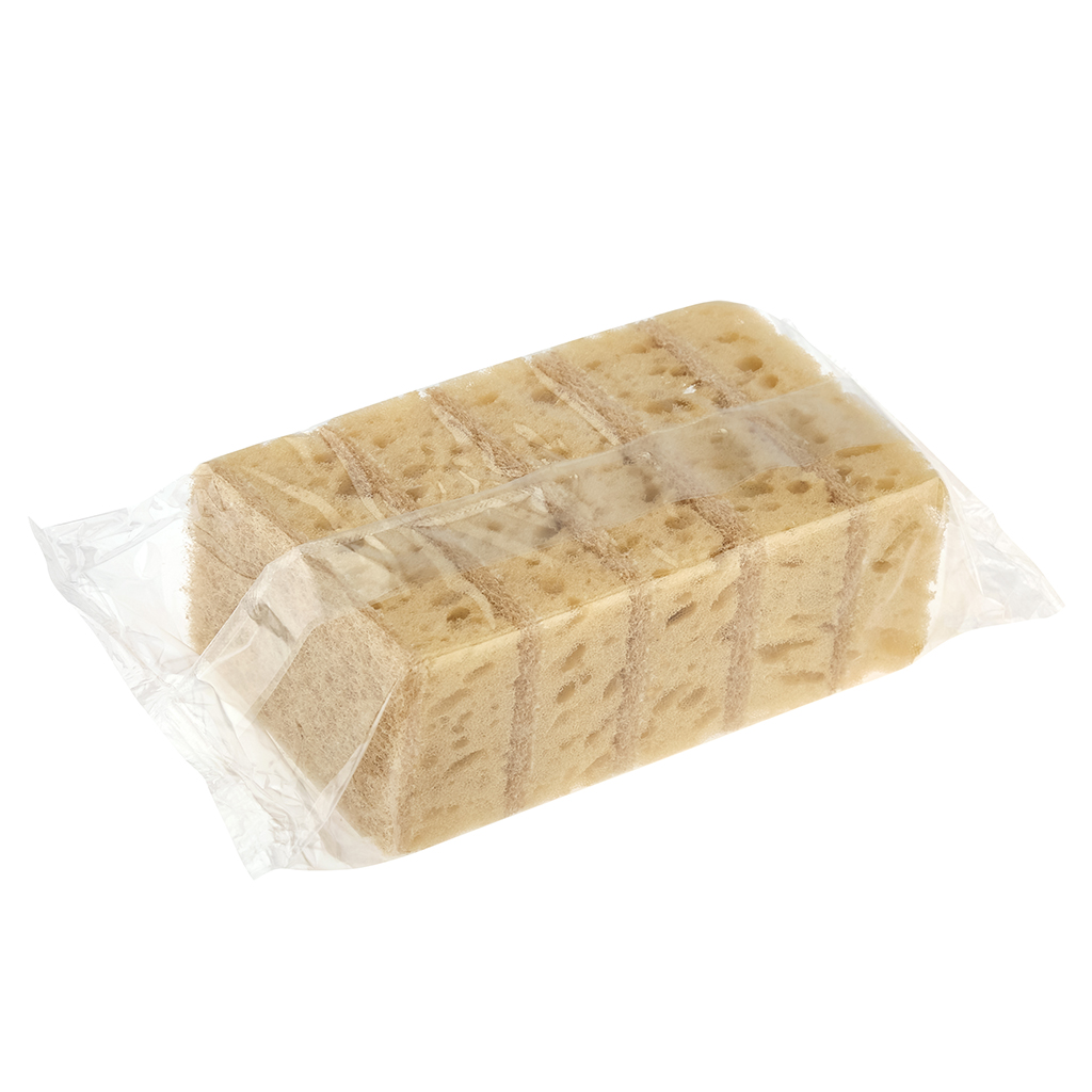 Губка для посуды "Colombina Nature" 9,5х6х3см, поролон, абразивная фибра, набор 5шт (Россия)