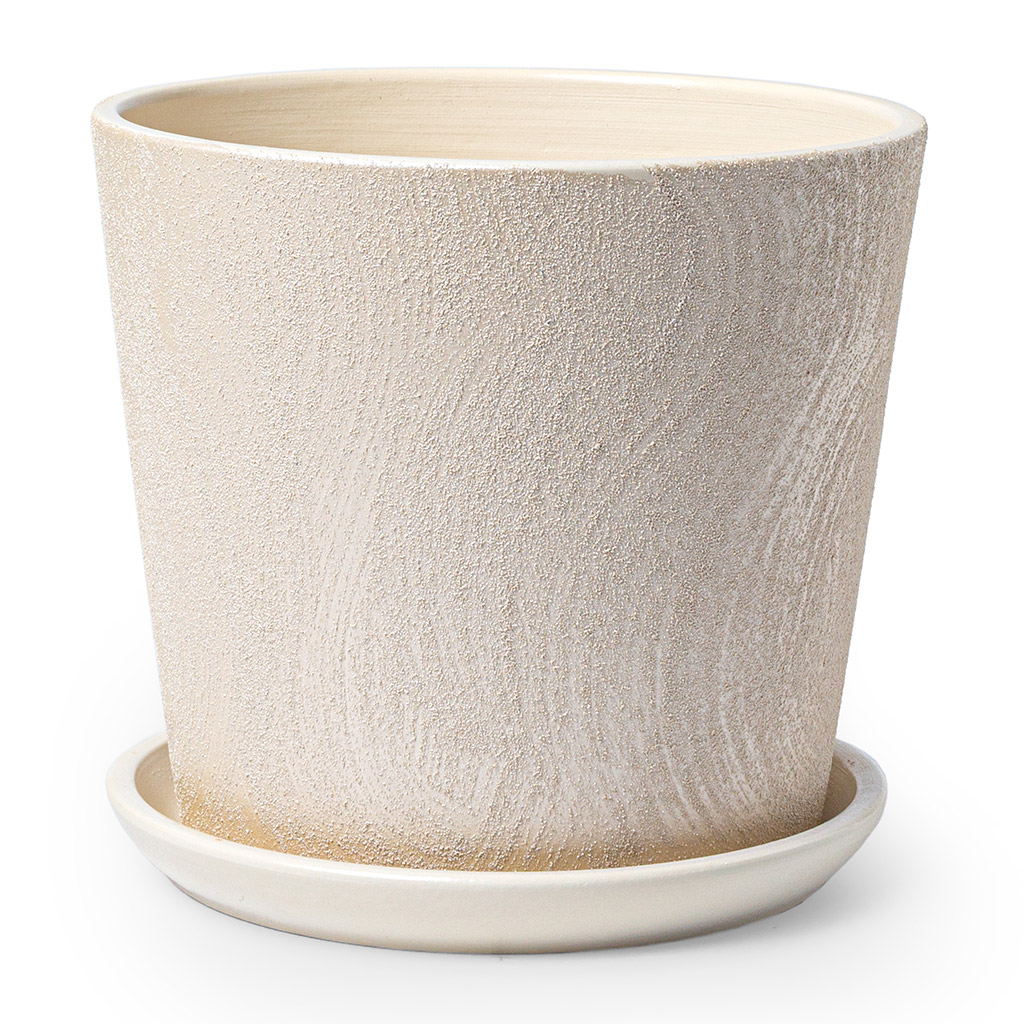Горшок для цветов керамический "Сиде-2" 0,65л, д12см, h11см, форма "Низкий конус", с поддоном, бежевый (Россия)
