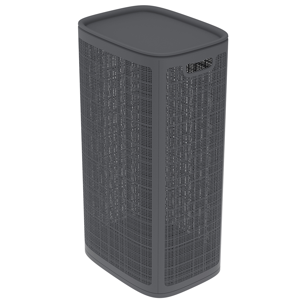 Корзина для белья пластмассовая "Лен" 100л, 43х32,1х80см, сборная, с крышкой, полипропилен, графит (Россия)