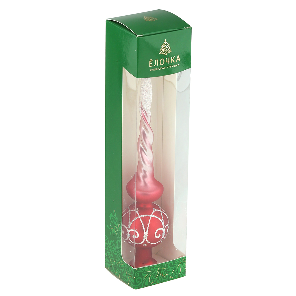 Елочная игрушка верхушка стеклянная "Энергия" h25,5см, ручная художественная роспись, подарочная упаковка (Россия)