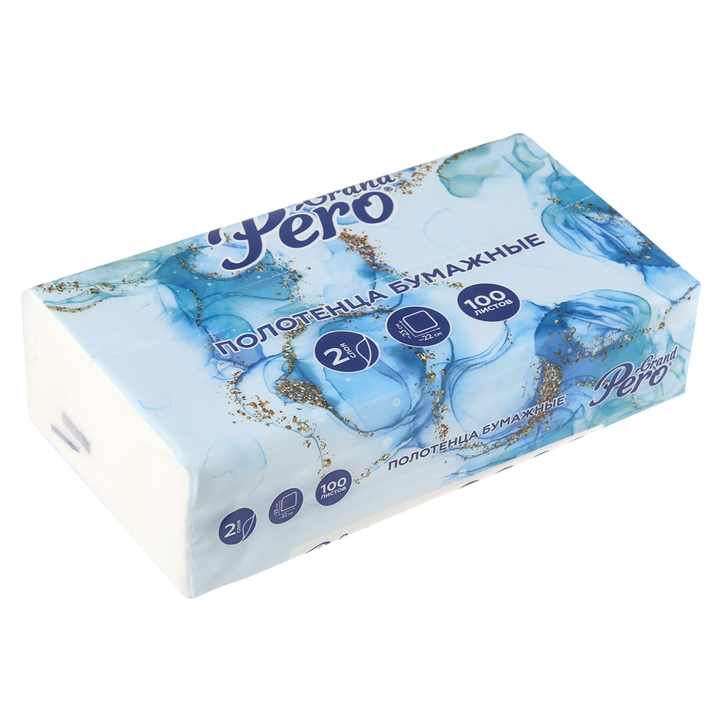 Полотенце бумажное 2-х слойное "Grand Pero" 100л, 33м, V сложение (Россия)