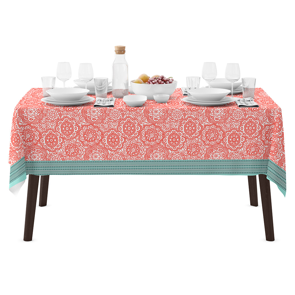 "Медальоны" Скатерть 180х145см, длина стола до 140см, на 6 персон, хлопок "Премиум" 186г/м2, "Домашняя мода" (Россия)