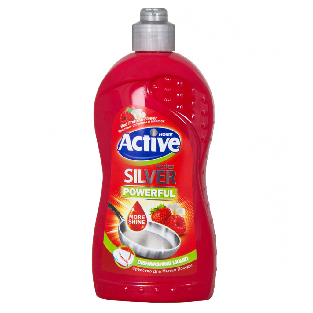 Гель для мытья посуды "Active" 500мл, 10х5,5х21см, концентрат, "Клубника и малина", Red (Иран)