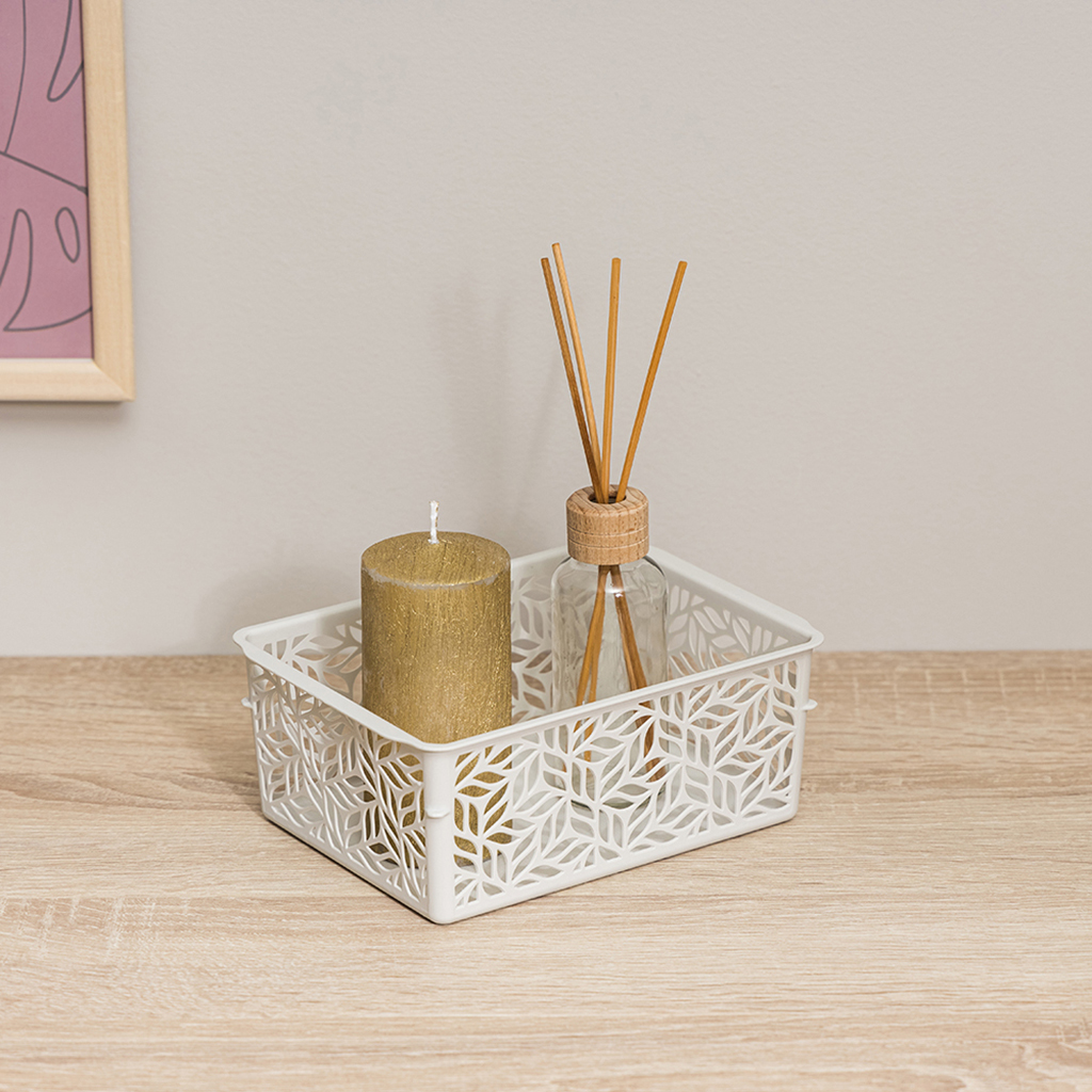 Корзина пластмассовая для хранения "Linden" 1,4л, 19х14х7,5см, универсальная, полипропилен, светло-серый (Россия)