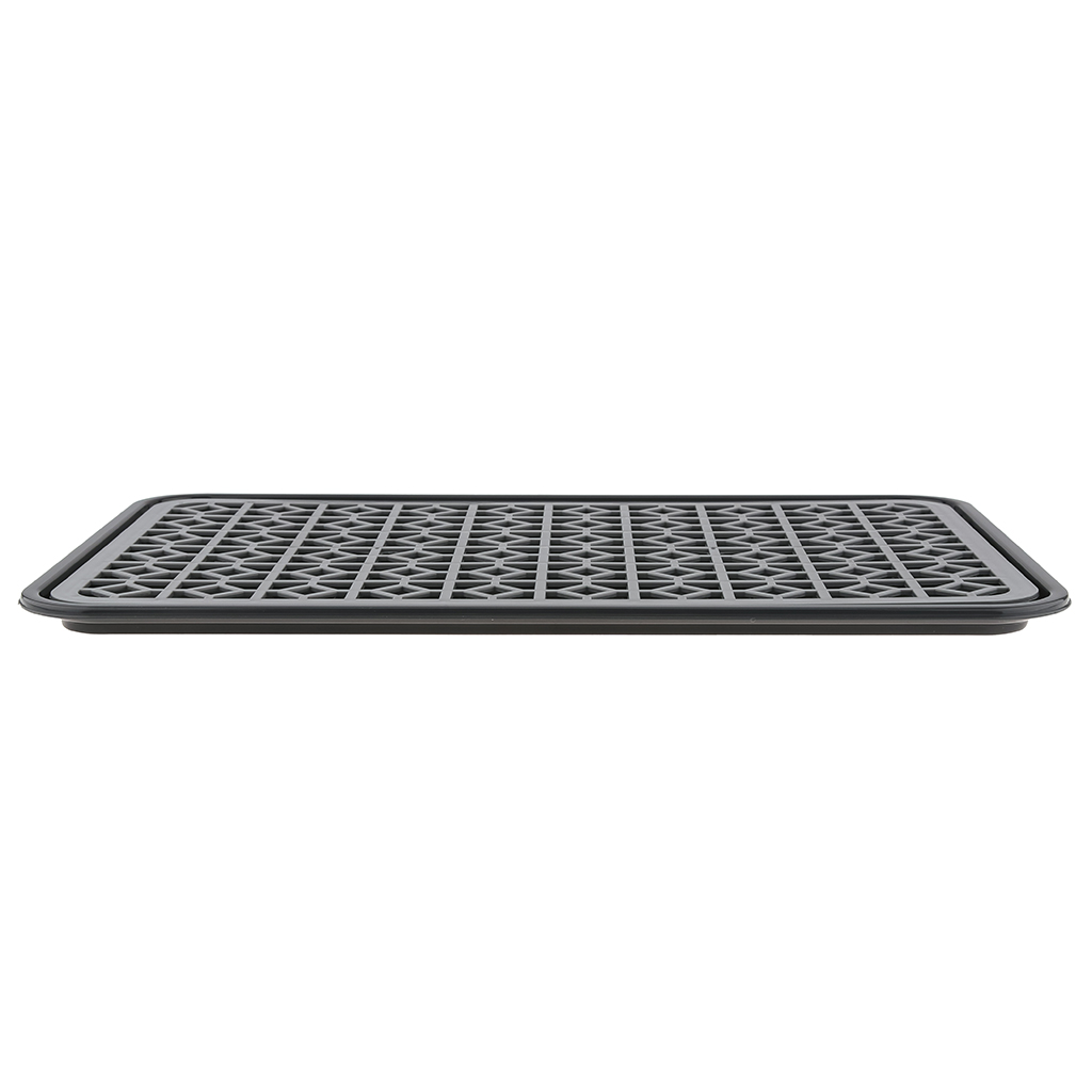 Сушилка-поднос настольная для посуды пластмассовая 43х31х3,5см, с решеткой для сушки, антрацит-серый (Россия)