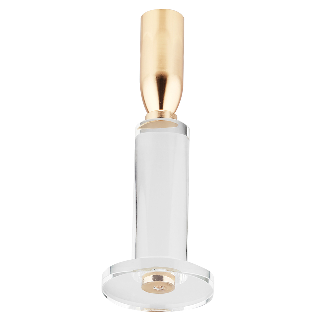 Подсвечник стеклянный "Аура" h16,4см, чаша металл д2,4см, h2см, отвинчивающаяся, основание д6см, прозрачный/золотой, в коробке (Китай)