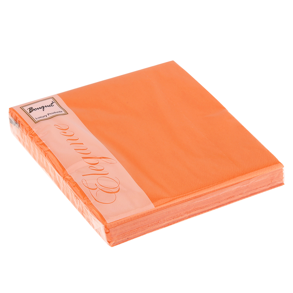 Салфетки бумажные "Bouquet Elegance Orange" 33х33см, 2-х слойные, 25 штук в упаковке, 100% целлюлоза (Россия)