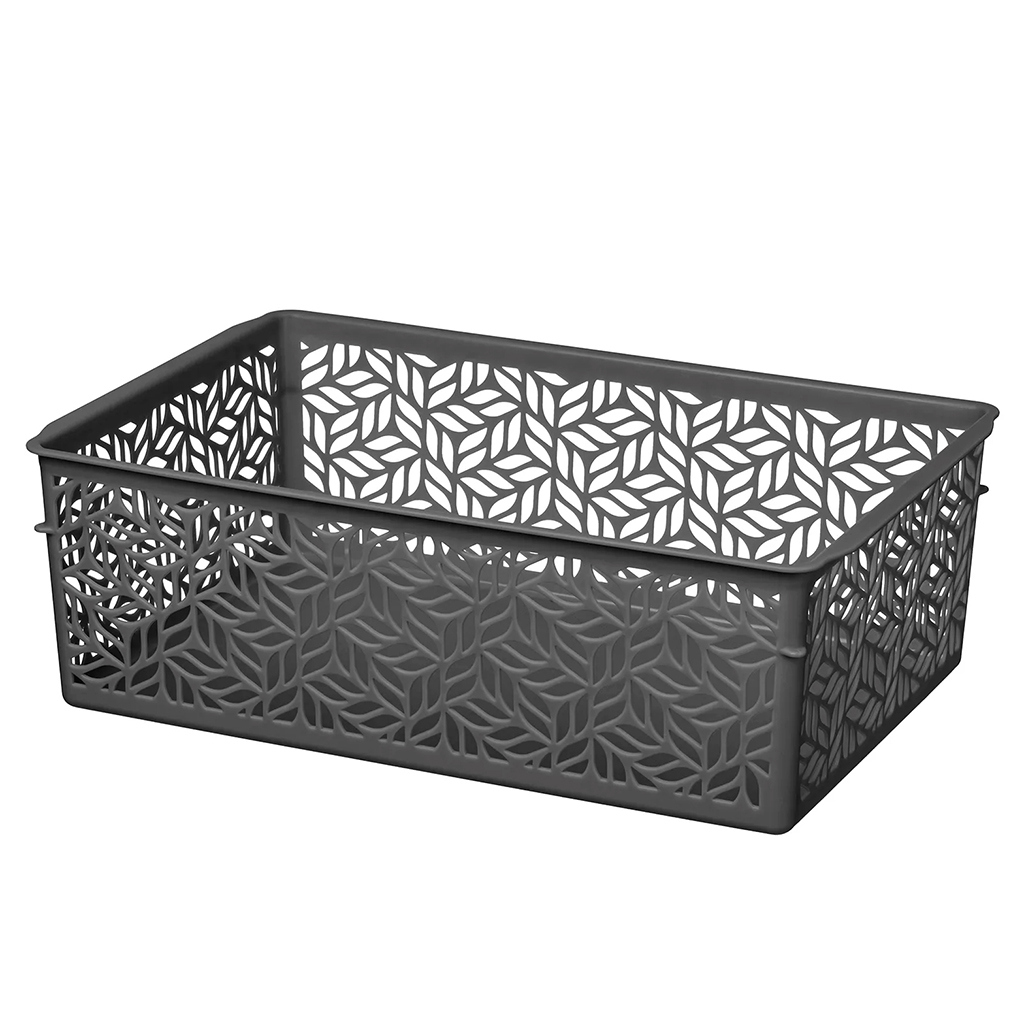Корзина пластмассовая для хранения "Linden" 4,3л, 29х19х9,5см, универсальная, полипропилен, серый (Россия)