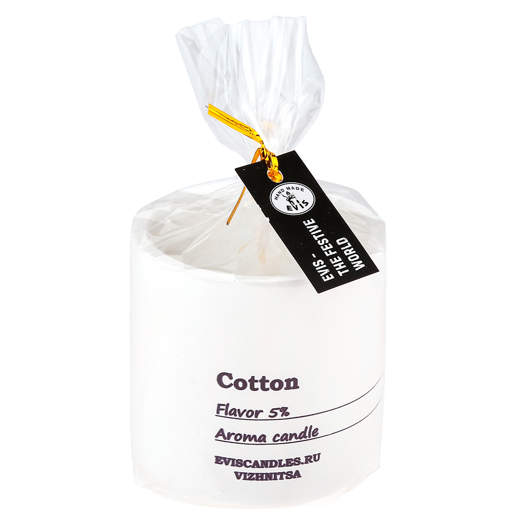 Свеча "Sense" д7,4см, h7,4см, ароматическая "Cotton", парафин, в подсвечнике из гипса, время горения 20 часов (Россия)