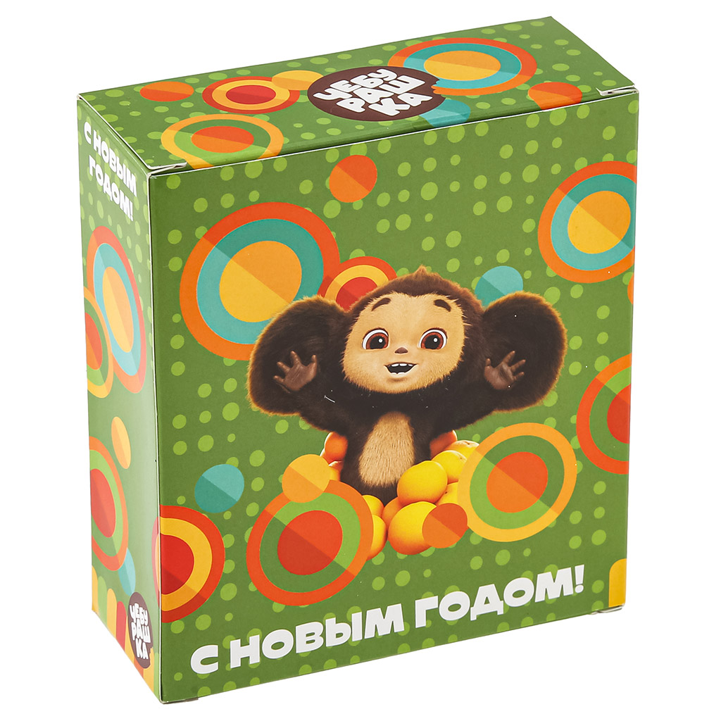 Елочная игрушка фигурка стеклянная "Чебурашка" h9см, ручная художественная роспись, подарочная упаковка (Россия)