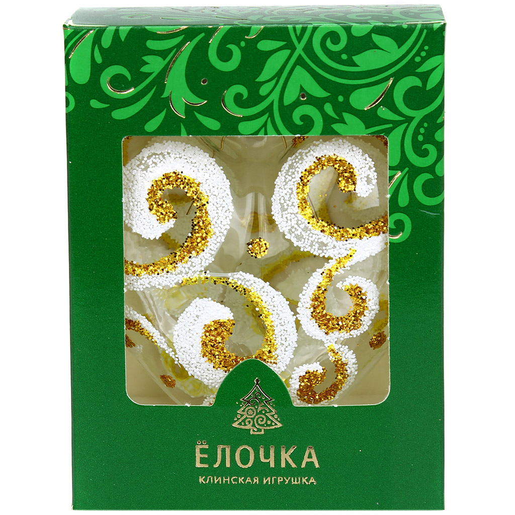 Елочная игрушка сердечко стеклянная "Кокетка" h6,5см, ручная художественная роспись, цвета микс, подарочная упаковка (Россия)