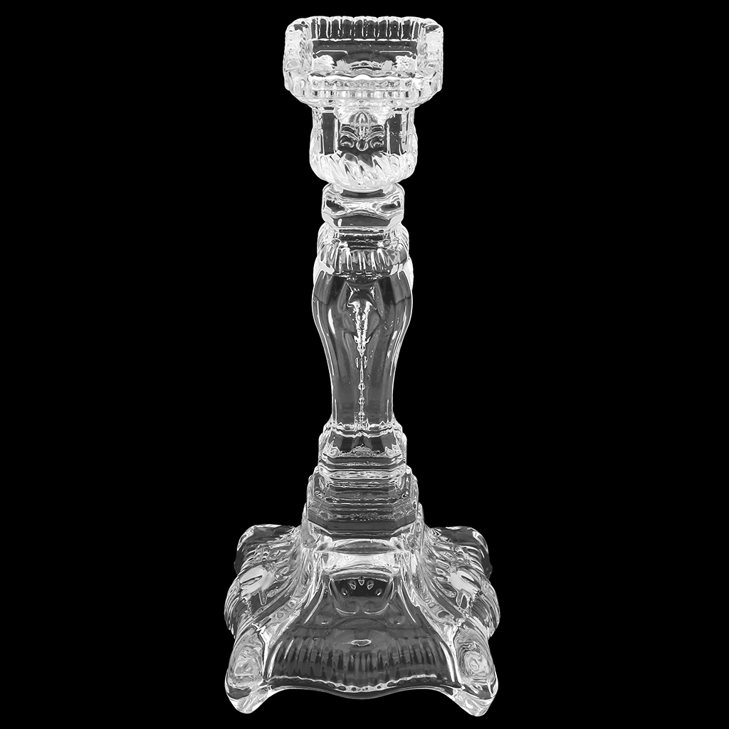 Подсвечник стеклянный "Элиан" h24,5см, чаша 5,5х5,5х3см, основание 10х10см, в коробке (Китай)