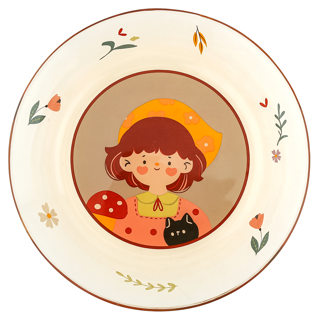 "Машины мечты" Тарелка глубокая стеклянная д19,4см h3,6см, 580мл, боросиликатное стекло, с деколью, цвет - медовый (Китай)