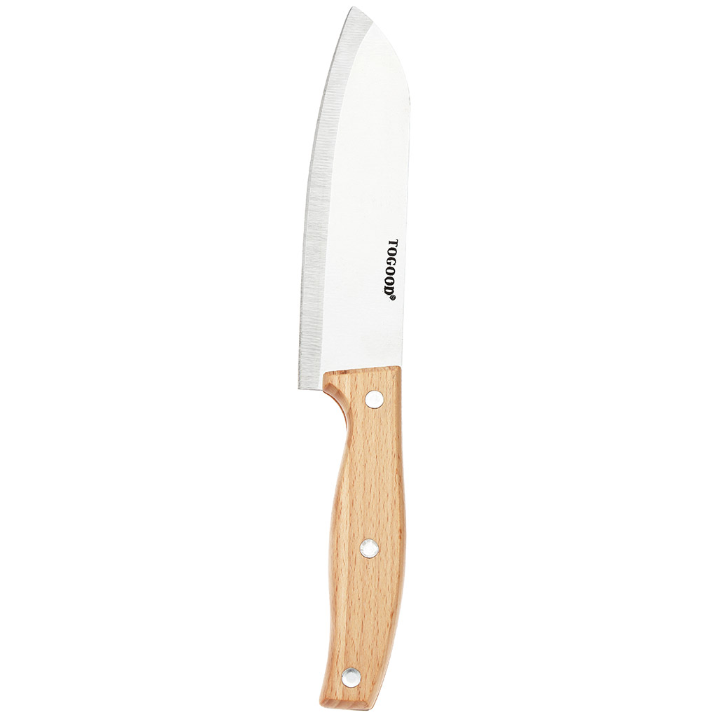 "Синьор" Нож кухонный 160мм из нержавеющей стали, широкое лезвие, деревянная ручка, в блистере (Китай)