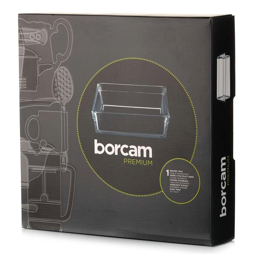 "Боркам Премиум (Borcam Premium)" Форма стеклянная жаропрочная 2,4л, 23х23см, цветная коробка, Pasabahce (Турция)