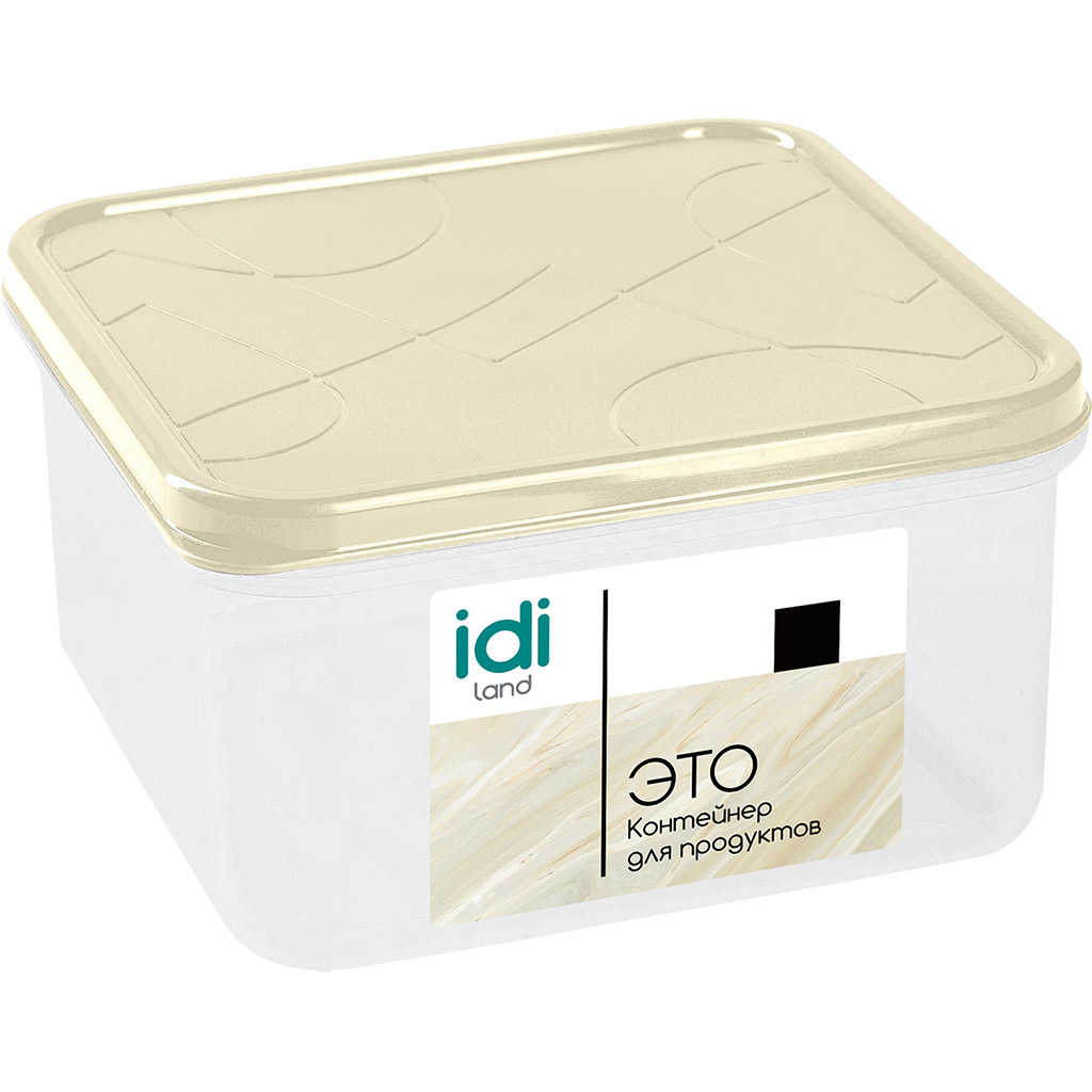 "Asti" Контейнер для продуктов пластмассовый 0,75л, 18,5х12х4,8см, прямоугольный, светло-бежевый, подходит для СВЧ (Россия)