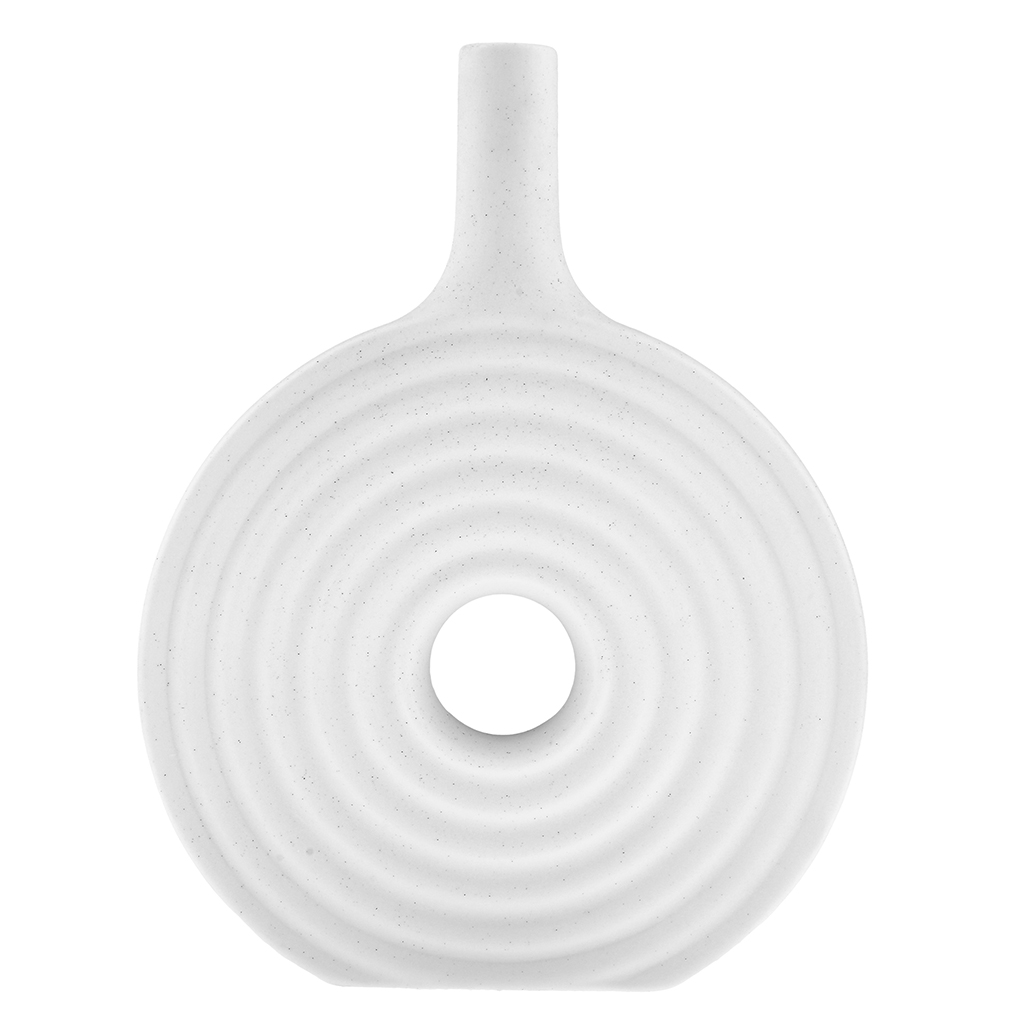 Ваза керамическая "Родос" 1,1л, 22х4,3см h28,2см, д/горла - 2,2см, матовая, фактурная глазурь, цвет - белый в крапинку, в коробке (Китай)