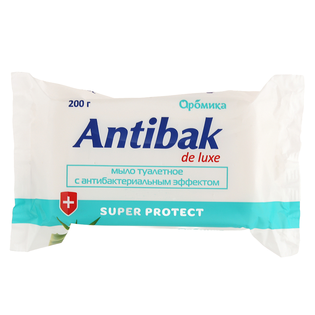 Мыло туалетное твердое "ANTIBAK de LUXE" 200г, 6х8х10см, nature aloe, алоэ (Казахстан)