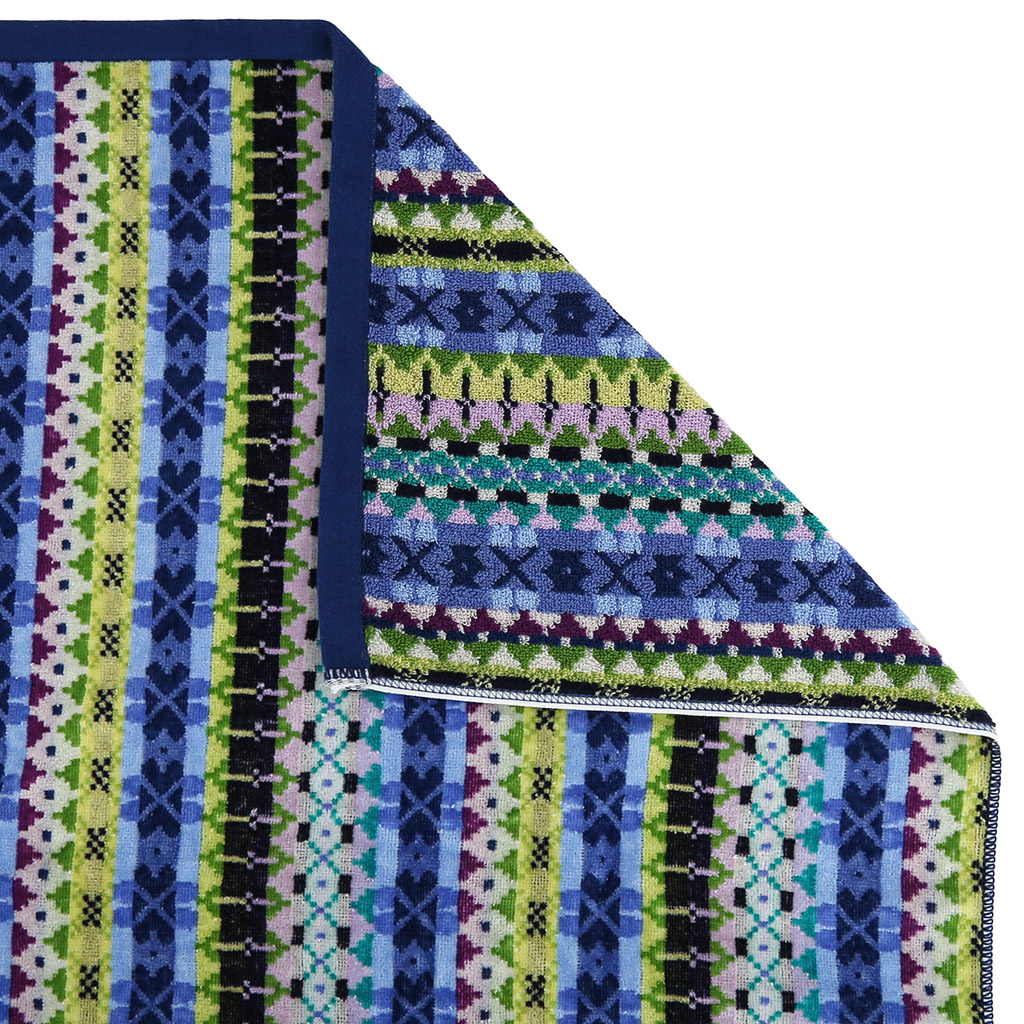 "Missoni-3005" Полотенце махровое 100х150см, плотность 375гр/м2, 100% хлопок, велюр, синий, Bolangde (Китай)
