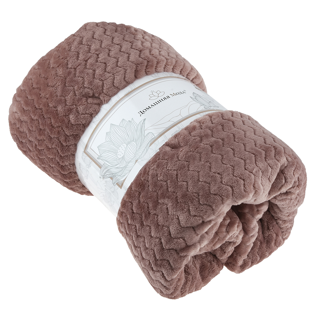 Плед/покрывало 150х200см "Садовая роза", велсофт "Royal Plush" гладкокрашенный, тиснение зигзаг, полиэстер 100%, плотность 290г/м2, упаковка: 16х33см пояс бумажный, "Домашняя мода" (Россия)