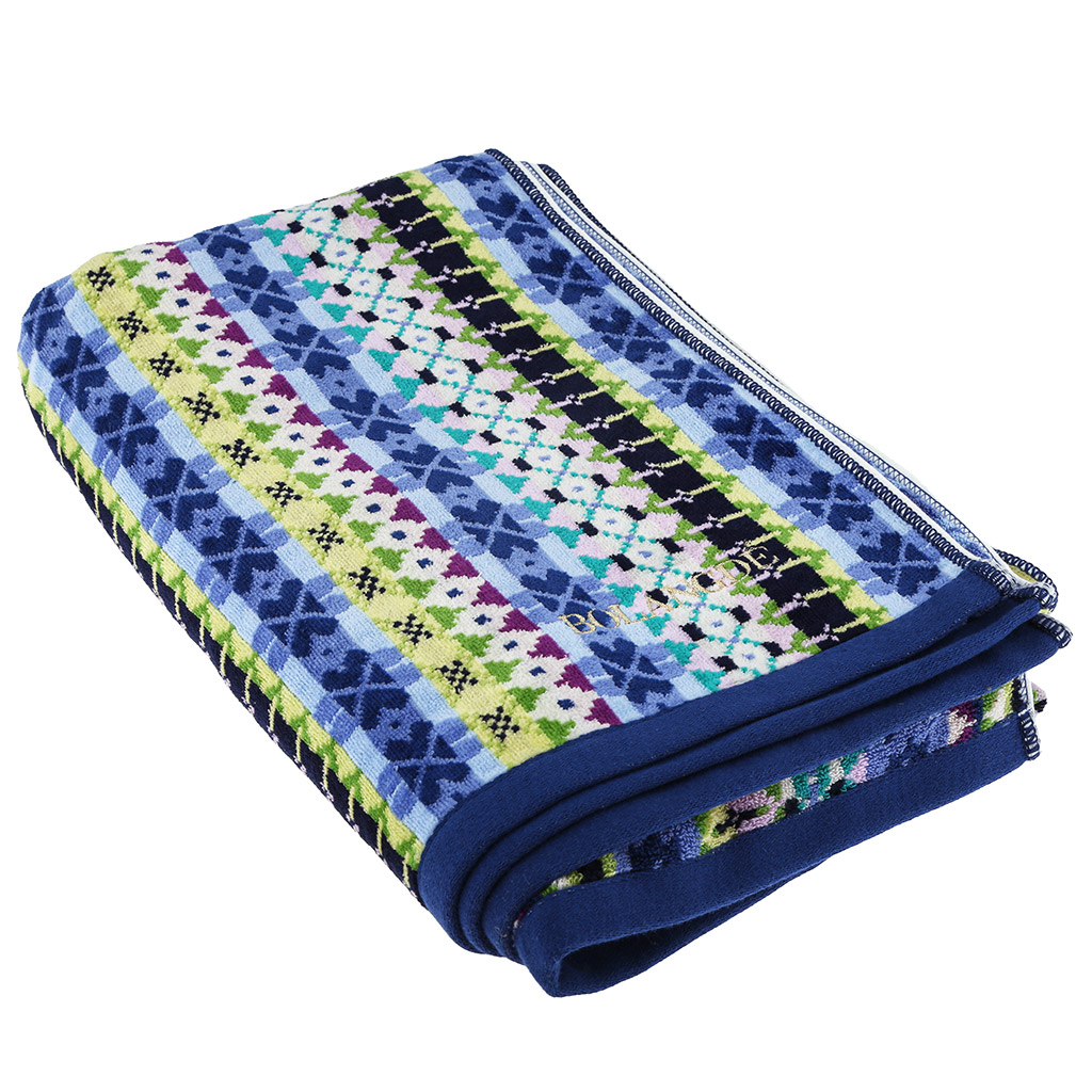 "Missoni-3005" Полотенце махровое 70х140см, плотность 375гр/м2, 100% хлопок, велюр, синий, Bolangde (Китай)
