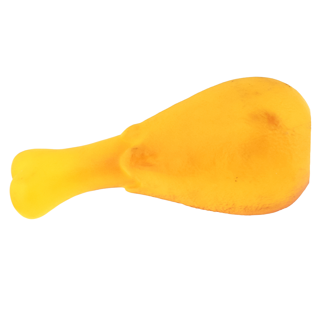 Игрушка для собаки "Куриная ножка" 13х6х6см, с пищалкой, ПВХ, фактурная, желтый, "Пэт тойс (Pet toys)" (Китай)