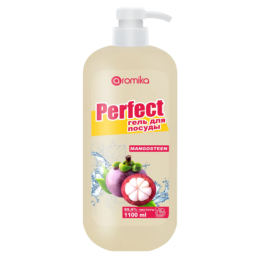 Гель для мытья посуды "Perfect" 1,1л, 10х7х24см, густое средство, мангостин (Казахстан)