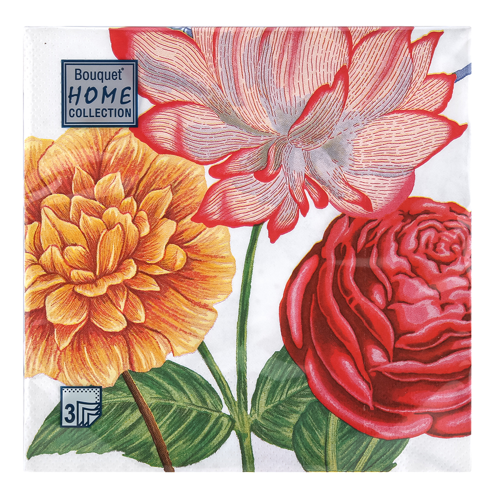 Салфетки бумажные "Bouquet Home Collection Classic" 33х33см, 3-х слойные, 20 штук в упаковке, 100% целлюлоза, "Лотос" (Россия)