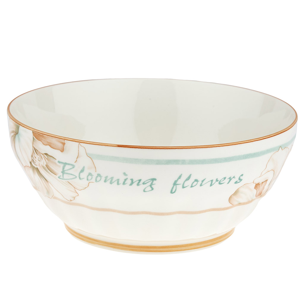 "Блуминг флауэрс (Blooming flowers)" Салатник фарфоровый 1,7л, д20,4х8,8см, с деколью, отводка (Китай)