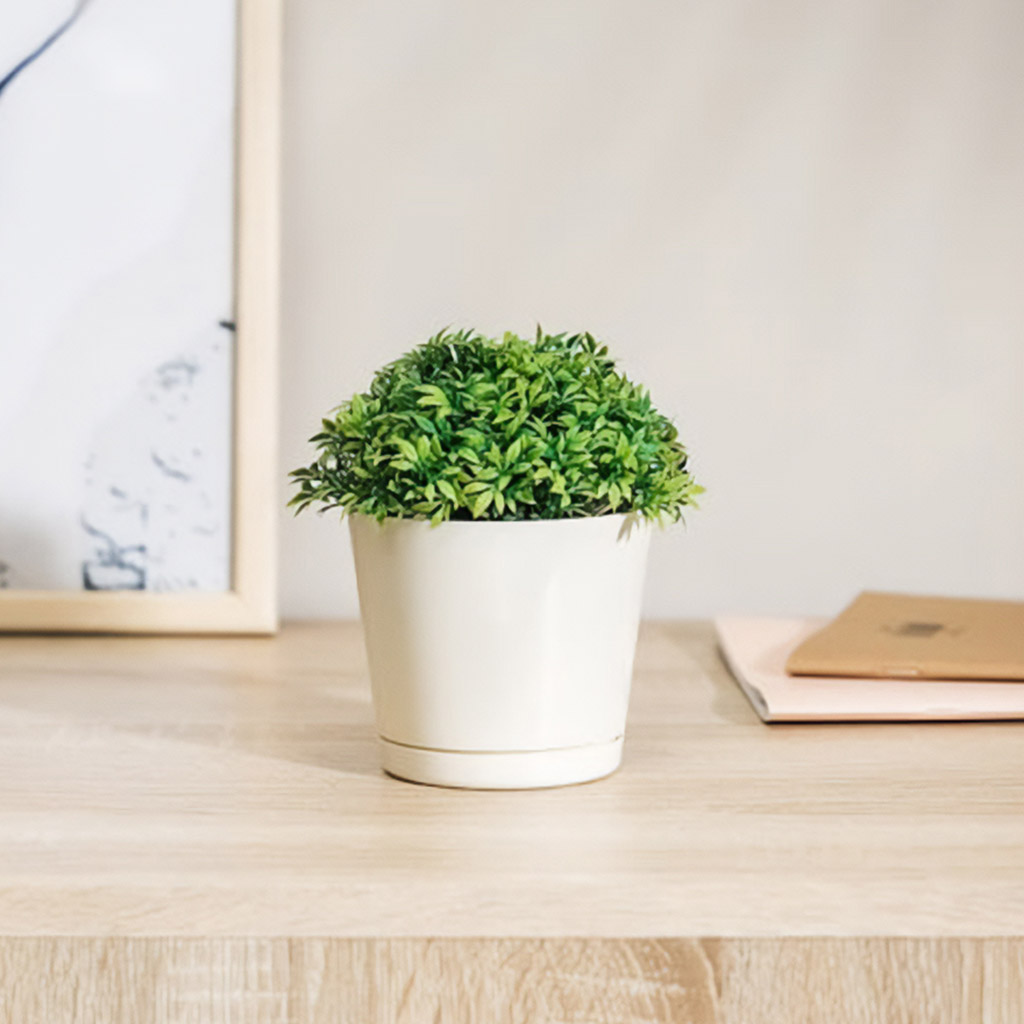 "Oregano" Горшок для цветов пластмассовый 2л, д16см, h14,6см, с прикорневым поливом, светло-бежевый (Россия)
