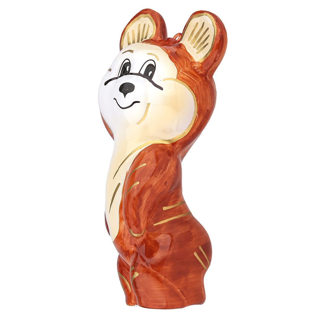 Елочная игрушка фигурка стеклянная "Мишка", h11,5см, ручная художественная роспись, подарочная упаковка (Россия)