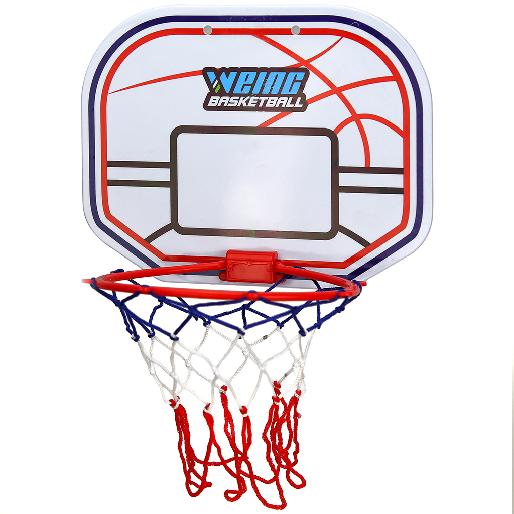 Набор для игры в баскетбол 3 предмета: кольцо (корзина) д17,5см, 28х19,5х22см на присосках; мяч д14см; насос 16см, пластик/ПВХ, "Белая стена" (Китай)