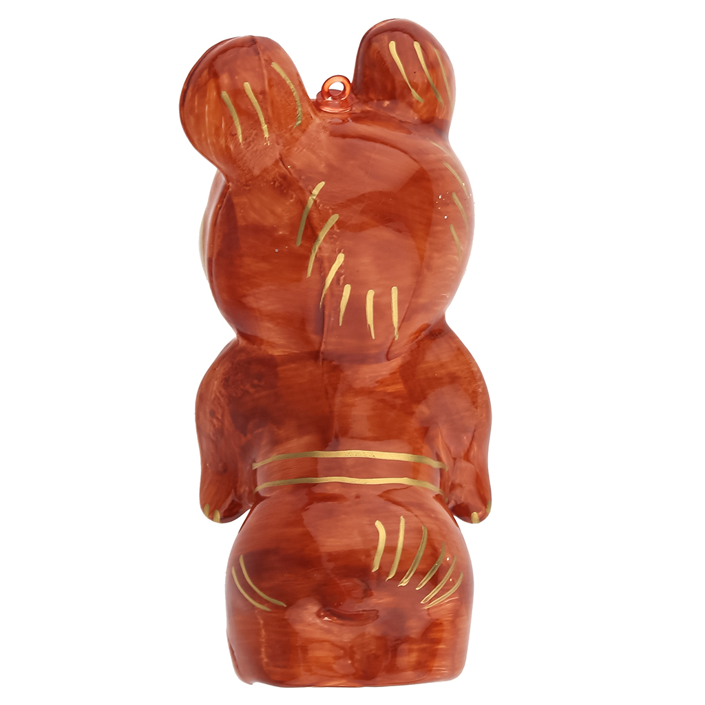 Елочная игрушка фигурка стеклянная "Мишка", h11,5см, ручная художественная роспись, подарочная упаковка (Россия)