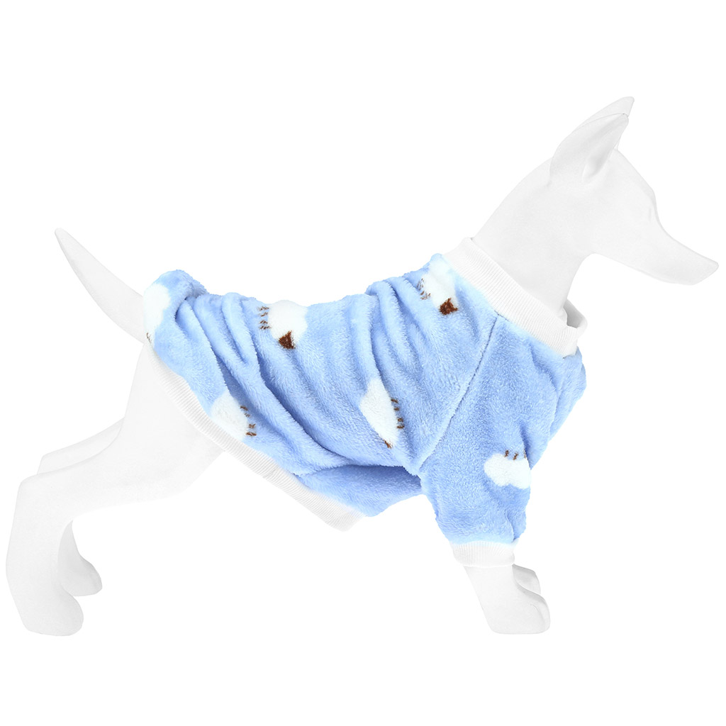"Пэт тойс (Pet toys)" Одежда для собаки "Толстовка" "Овечка" р-р L, длина спинки 30см/обхват груди 42см/обхват шеи 26см, цвет-голубой, плюш (100% полиэстер) (Китай)