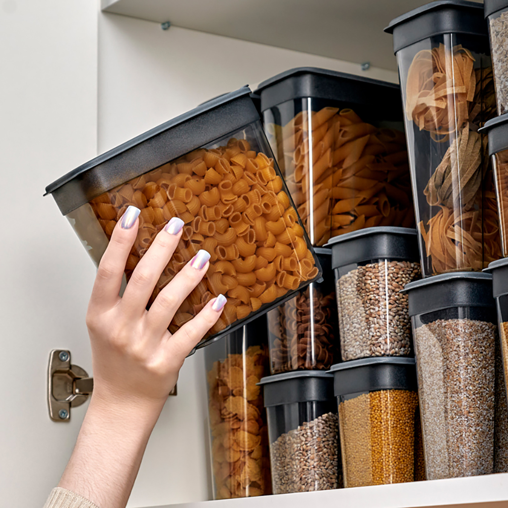 Контейнеров для сыпучих продуктов пластмассовый, набор 3 штук: 1,4л 3шт, полипропилен, дымчатый (Россия)