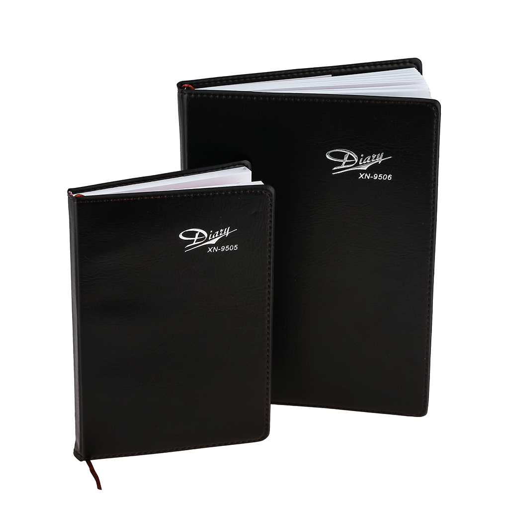 Блокнот (книга) для записей "Diaru" 19,2х26,5см, 136 листов в линейку, с закладкой, сшитый внутренний блок, обложка иск/кожа съемная, цвет черный матовый (Китай)