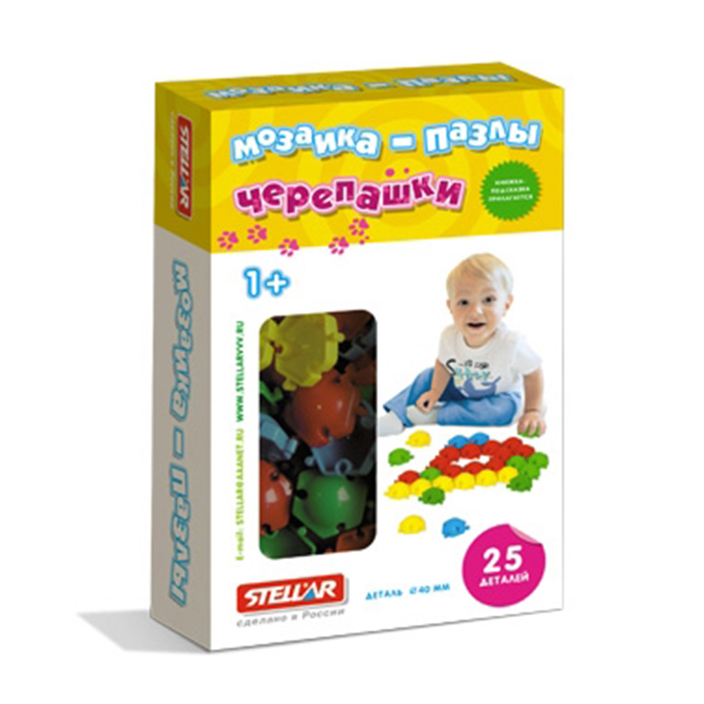 Игрушка "Мозаика пазлы "Черепашки" 22х14х4,5см, 25 элементов д4см, полипропилен, картонная коробка, "Stellar" (Россия)