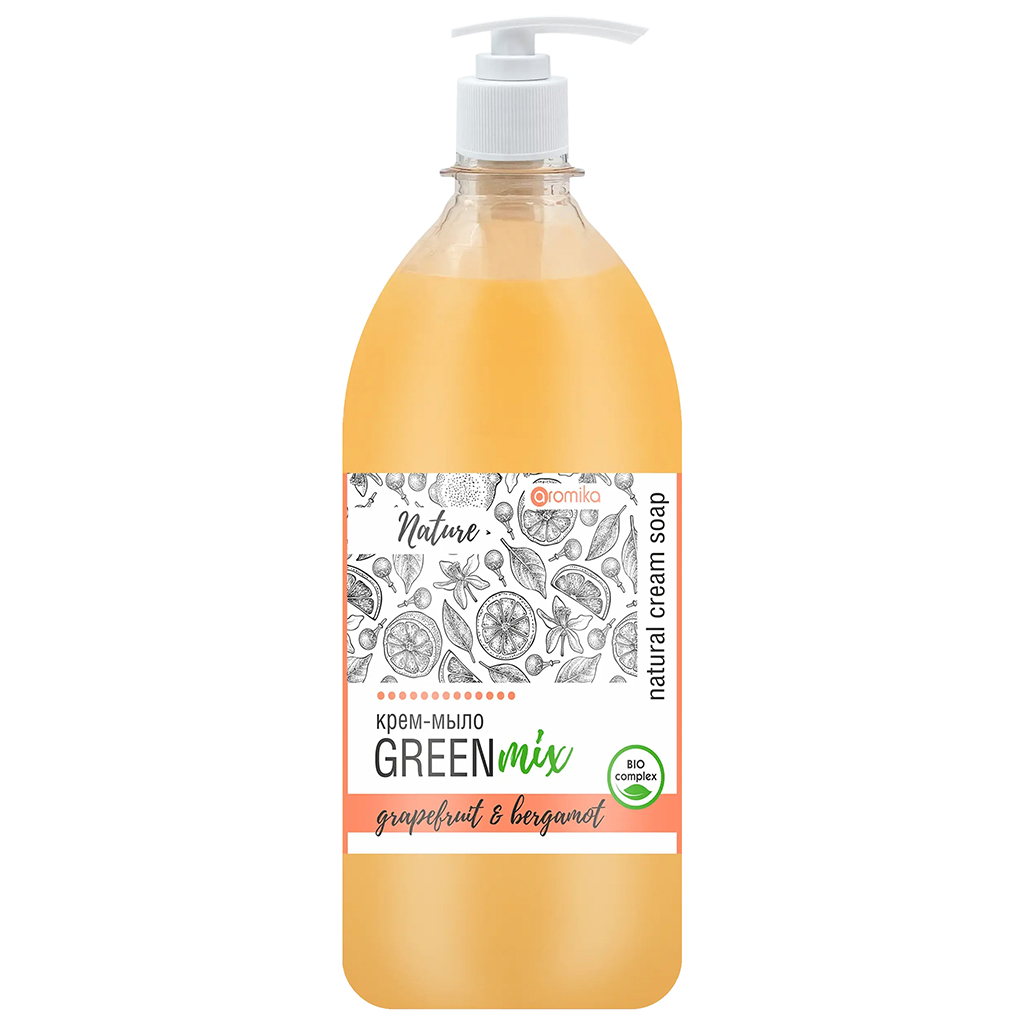 Крем-мыло жидкое "Green mix" 530мл, 7х7х21см, грейпфрут и бергамот (Казахстан)
