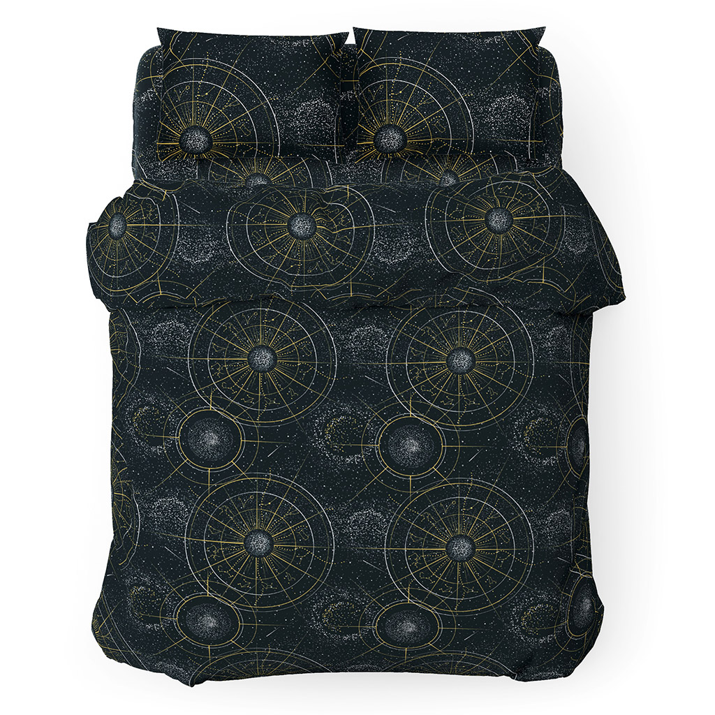 Пододеяльник 2-х спальный на пуговицах "Созвездие, черный" 175х215см, бязь "Комфорт" 121г/м2, хлопок 100%, упаковка "классическая" ПВХ 28х41см, "Домашняя мода" (Россия)