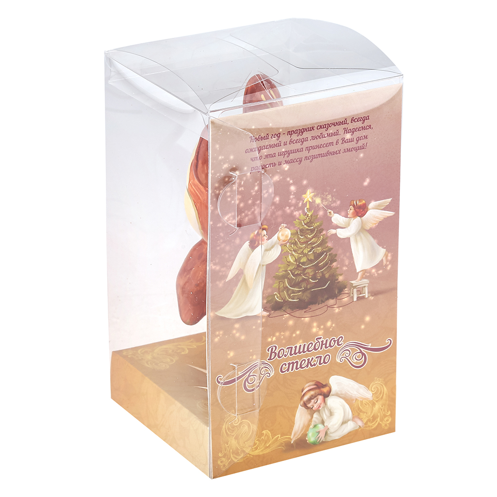 Елочная игрушка фигурка стеклянная "Мишка", h11,5см, ручная художественная роспись, подарочная упаковка (Россия)