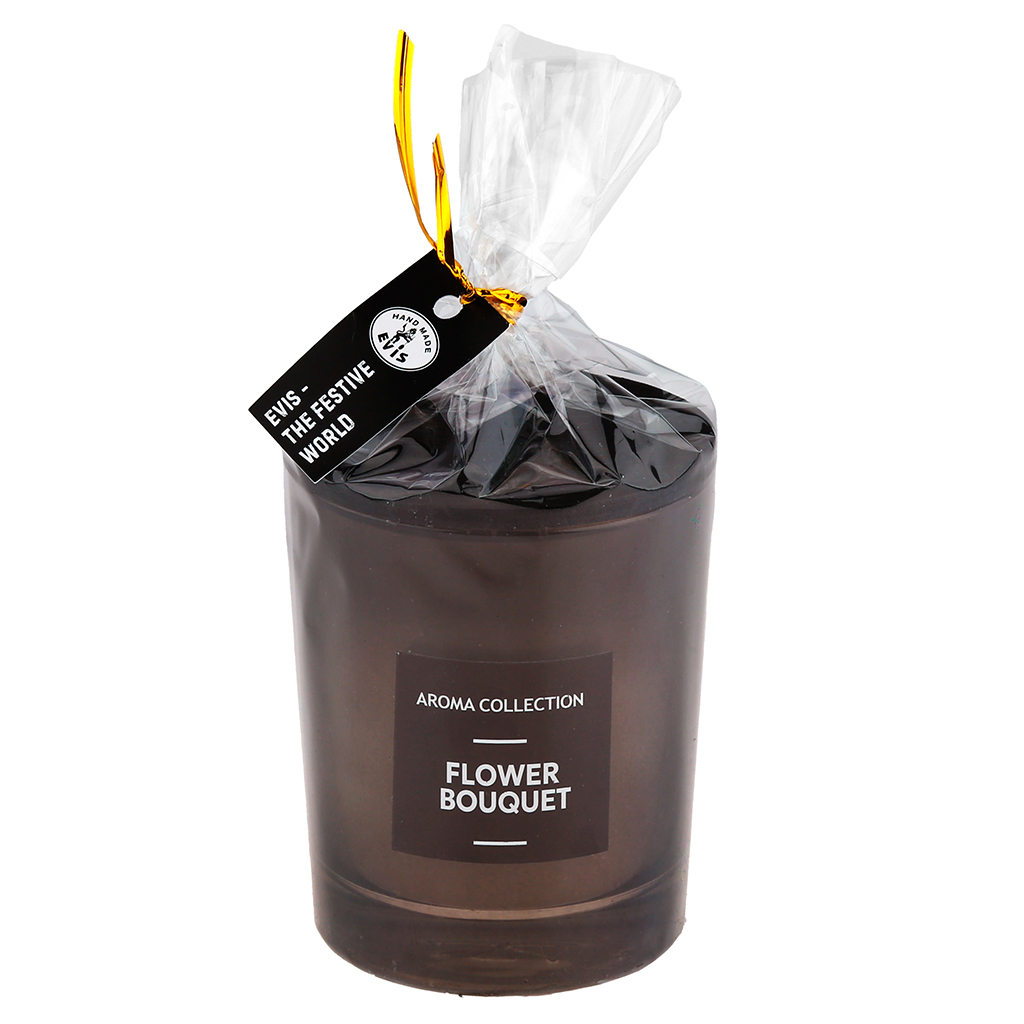 Свеча "Incense" д7см, h9см, ароматическая "Flower Bouquet", в стеклянном стакане, время горения 32 часа (Россия)