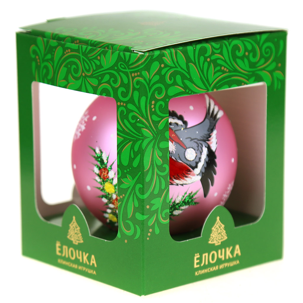Елочная игрушка шар стеклянная "Визит" д7,5см, ручная художественная роспись, цвета микс, подарочная упаковка (Россия)
