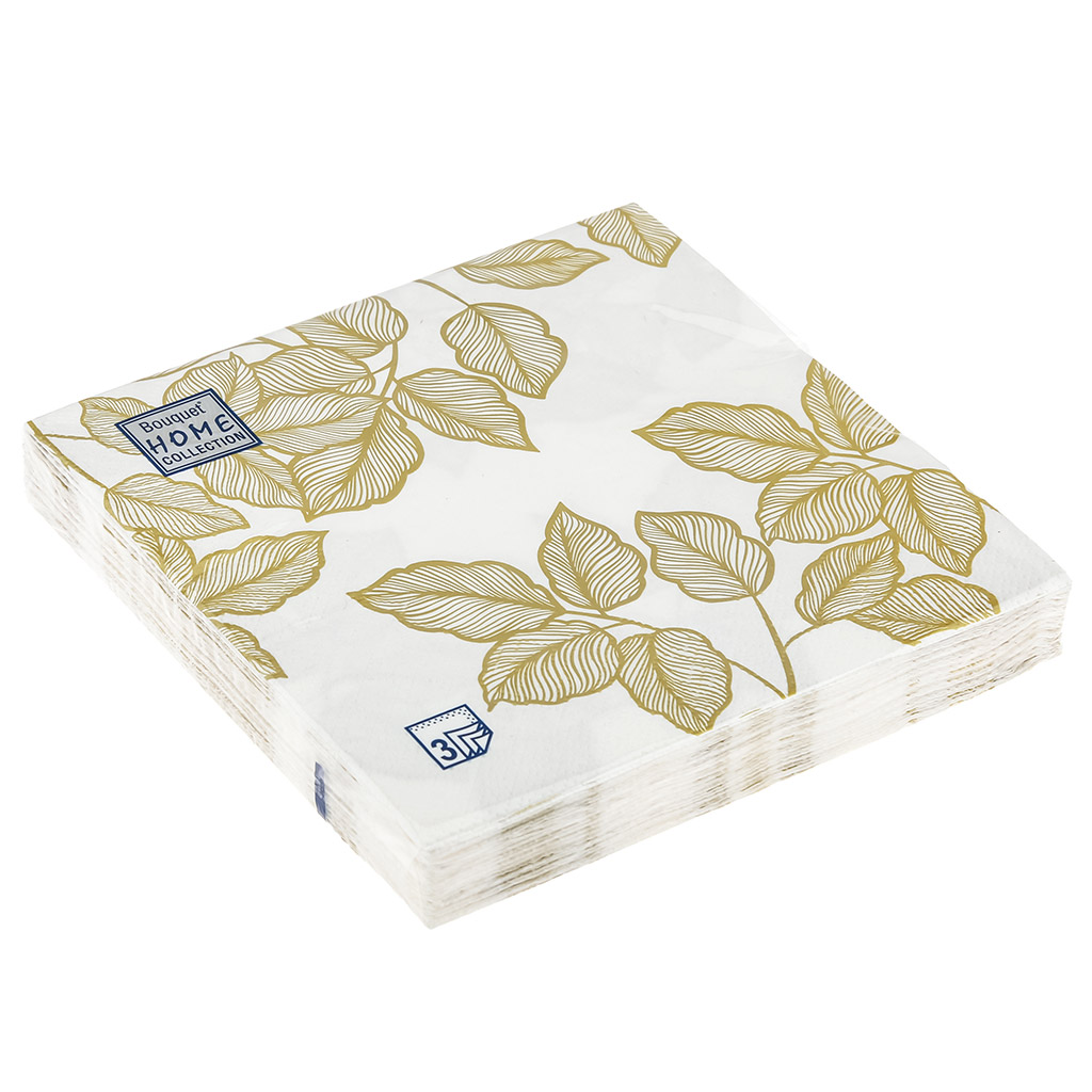 Салфетки бумажные "Bouquet Home Collection Classic" 33х33см, 3-х слойные, 20 штук в упаковке, 100% целлюлоза, "Золотая осень" (Россия)