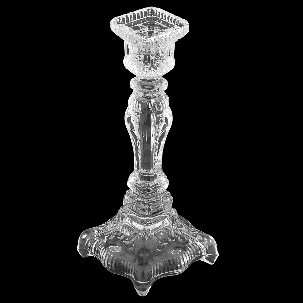 Подсвечник стеклянный "Элиан" h24,5см, чаша 5,5х5,5х3см, основание 10х10см, в коробке (Китай)