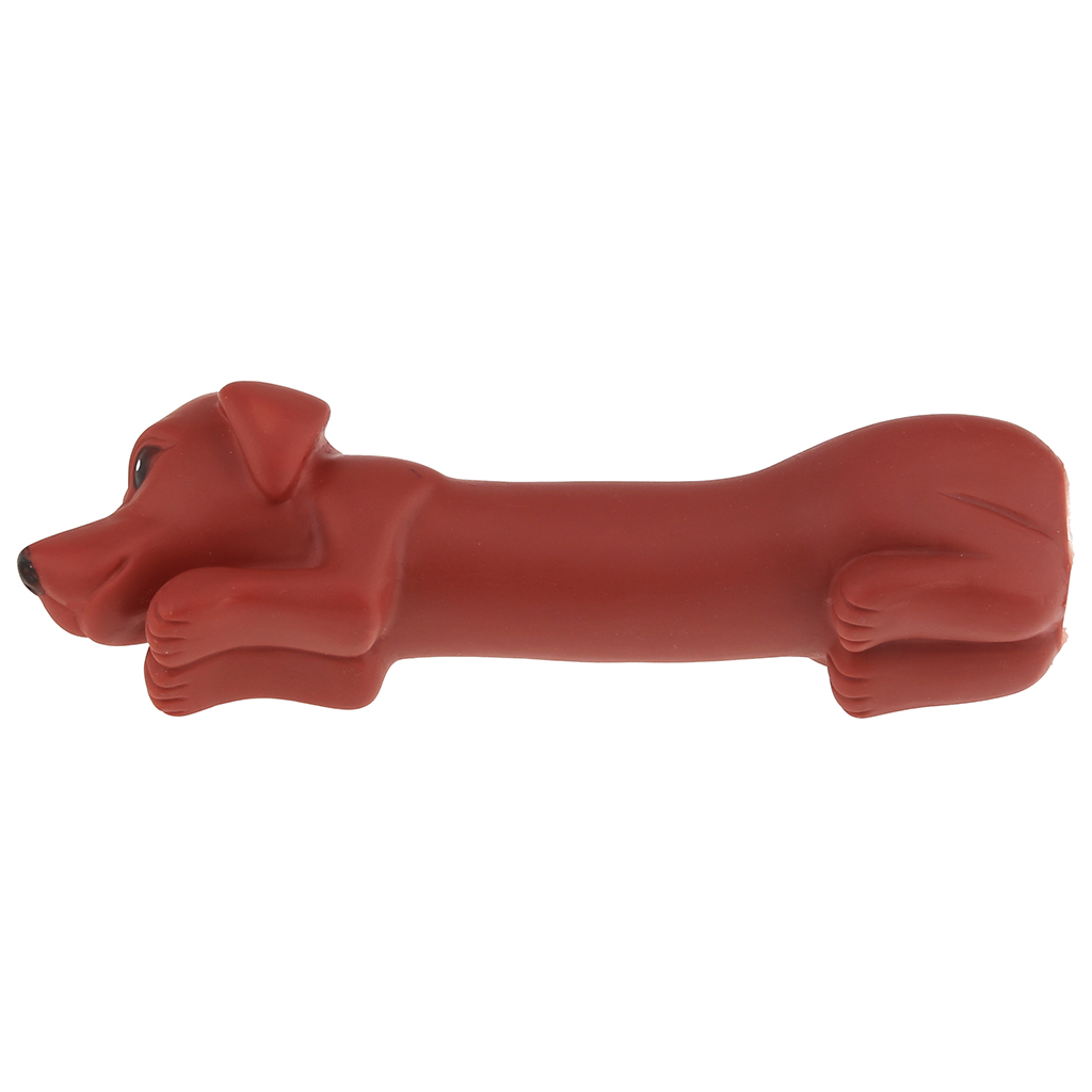 Игрушка для собаки "Такса" 17,5х4,5х5см, с пищалкой, ПВХ, цвета микс (коричневый, бежевый, белый/черный), "Пэт тойс (Pet toys)" (Китай)